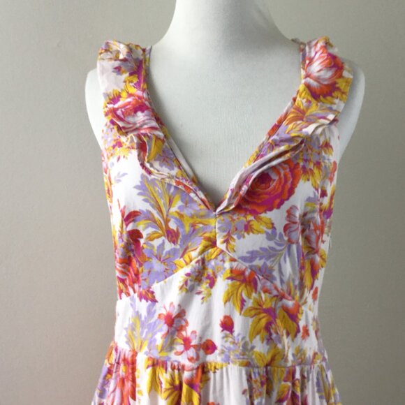 BHLDN Midi Floral Belted Dress s - Picture 4 of 13